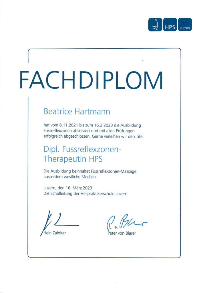 Fachdiplom Fussreflexzonen HPS